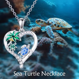 Beach Charm Necklace for Women Sterling Silver Crystal Sea Turtle Shell Starfish Conch Dolphin Seahorse Pendant Necklace for Summer Ocean Jewelry, Large, Sterling Silver, Crystal