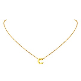 FindChic Alphabet Necklace A-Z Women's Necklace Letter Pendant in Silver Gold, Free Jewellery Box, for Mother's Day, Birthday, Gold Plated, c