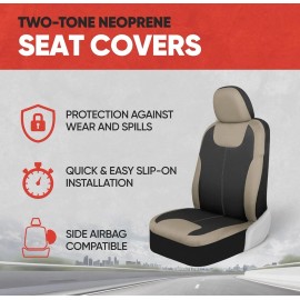 Motor Trend BDK Auto 4Pcs Seat Covers, Black/Beige, MTSC-224-BG