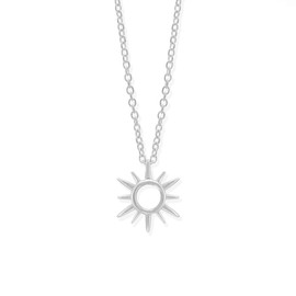 Boma Jewelry Sterling Silver Sunburst Sun Open Circle Necklace, 18 Inches