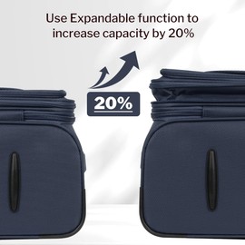 New York XPress Luggage Sets 3 Piece,Suitcases with Wheels Hardshell,Softside Luggage Set,Foldie Travel Bag Expandable, W/TSA Lock & Double Spinner Wheels(22in/27in/31in) Blue