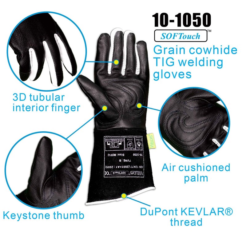 Weldas® SOFTouch™ premium TIG welding gloves for precision welding, 3D