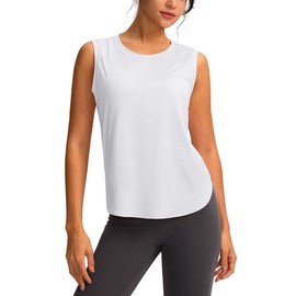 YYV Women's Workout Tank Tops Lightweight Sleeveless Workout Tops Loose Fit Yoga Athletic Running Shirts(White Medium)