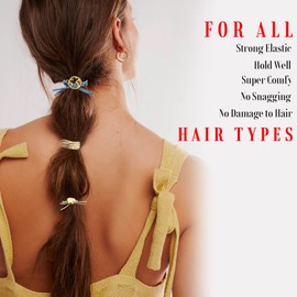 Boho Hair Ties for Women & Girls – 10 PCS Colorful No-Damage Elastic Braided Hair Tie Bracelets, Ponytail Holders for Thick & Thin Hair, Cute Hair Accessories (Timeless Grace)