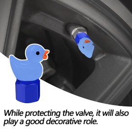 xbrtaia Blue Duck tire Valve caps,4 Pack Light up Valve stem caps, Cute Tire Valve Caps,Compatible with Most Cars, Motorcycles, Trucks, Bicycles.
