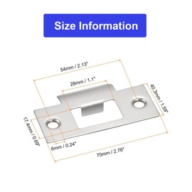 Door Strike Plate - ShiningUU 4PCS Stainless Steel Door Latches with Repair Screws | Door Latch Plate | 70mm x 40.3mm Standard Tubular Replacement for Door Frame/Jamb (Silver)