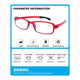 DOOViC 2 Pack Trendy Reading Glasses for Women Stylish Design Blue Light Blocking Readers 1.5 Strength
