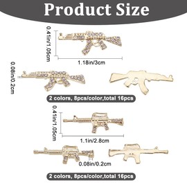 CRASPIRE Gun Nail Charms 32Pcs 4 Style 3D Weapon Nail Charms with Rhinestones Gun Nail Art Charms Accessories for DIY Nails Art Decoration Jewelry Making