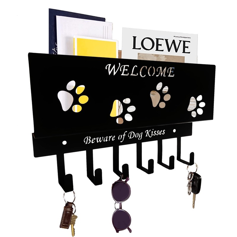 Dog Leash Holder for Wall, Storage and Mail Organizer, Key