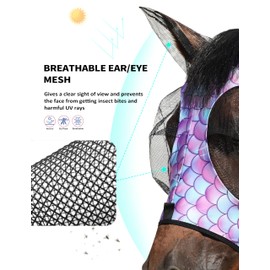 Harrison Howard Stretch Fly Mask with Forelock Opening and Patterns Comfortable Breathable Snug Fitting Horse Fly Mask Luminous Stars L