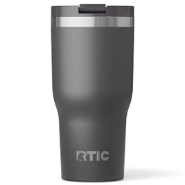 RTIC 30oz Essential Tumbler with Lid, Insulated, Stainless Steel, Metal, Double Wall Vacuum-Insulation, Ceramic Lined, Travel Cup for Iced Coffee, Tea, Hot and Cold Drink, Graphite