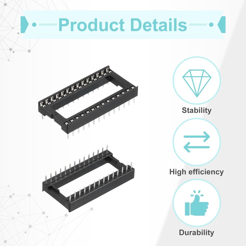 sourcing map 17Pcs DIP IC Chip Socket Adapter 15.24mm Row