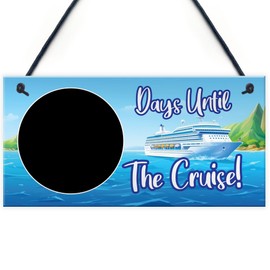 Red Ocean Countdown To Cruise Plaque - Hanging Holiday Countdown Signs - Travel Essential Gifts For Women - Retirement Gifts - Cruise Essentials - Holiday Accessories