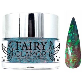 Fairy Glamor Fairy Glamor Green Thermal (Color Changer) Dip and Acrylic Nail Powder, Mermaid Scales 1oz