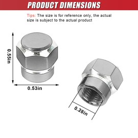 ZIMISI 4PCS Car Tire Valve Stem Caps, Aluminum Alloy Tire Valve Caps, Dustproof Waterproof Hexagon Shape Car Stem Covers, Automotive Wheel Air Cap for Truck, SUV, Bike, Motorcycle (Silver)