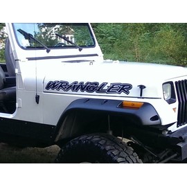 East Coast Vinyl Werkz - Hood Decals 2pc Set Made for/Compatible with: Wrangler YJ TJ JK JLU X Unlimited - (Onyx (Black))