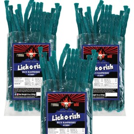 Blue Raspberry Licorice Candy | LICK-O-RISH 3 Pounds Total (Set of 3 bags, 1 pound each)
