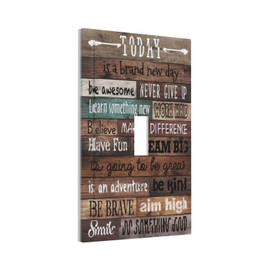 Happiness Vintage Motivational Inspirational Quotes Rule Sign Rustic Brown Barn Wood 1-Gang Decorative Single Toggle Wall Plate Device Decorator Outlet Light Switch Cover Electrical Switchplate Cover