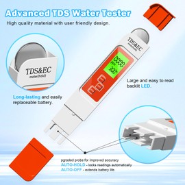 3 in 1 TDS Meter - TDS EC & Temperature(°C,°F) Meter,Accurate & Reliable Digital Water Testing Kits for Drinking Water Quality, Tap, Well, Swimming Pool,Hydroponics, Aquarium, RO/DI System, Orange