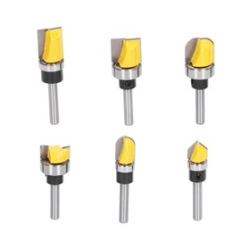 6Pcs Flush Trim Bit 6mm Shank Pattern Router with Bearing Hinge Mortising Wood Milling Cutter