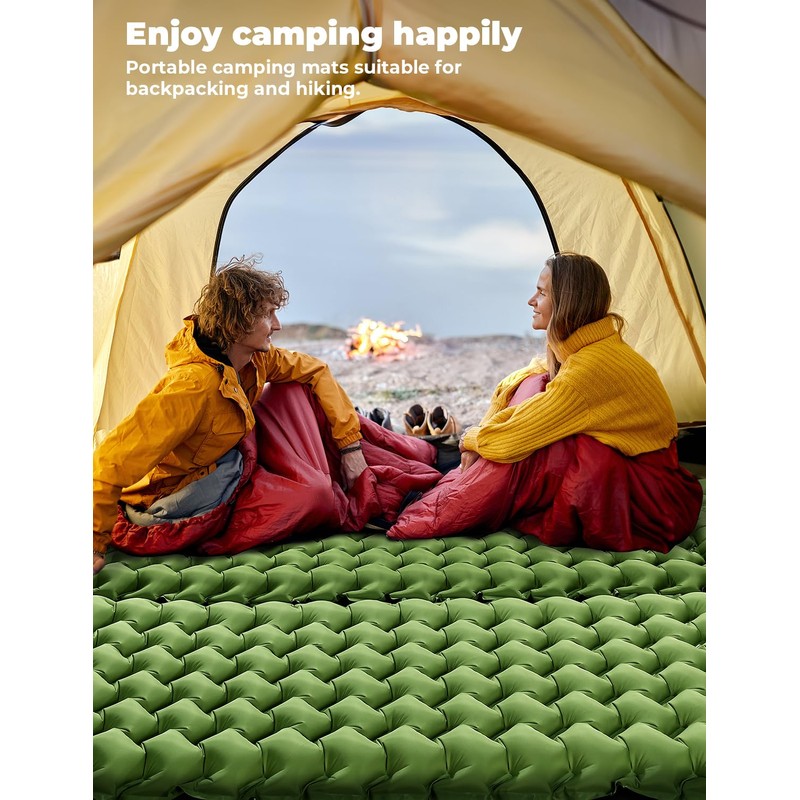 Glymnis Sleeping Mat 12CM Thick, Built-in Foot Pump Waterproof Camping