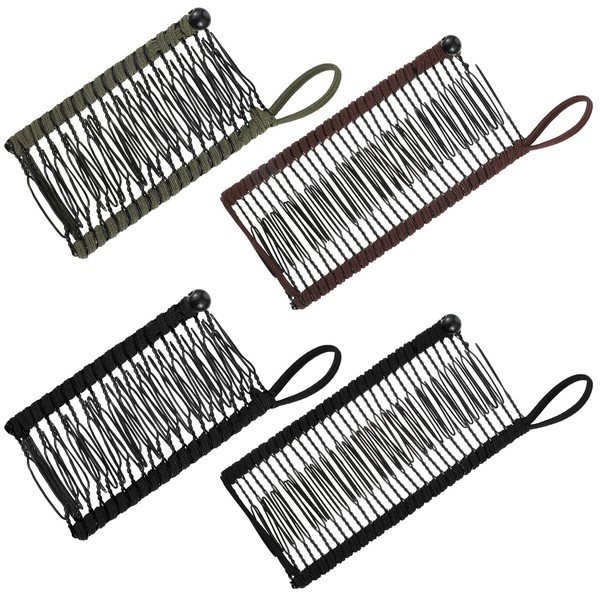 4 Pieces Banana Hair Clips for Women Large Small Size Vintage Clincher Comb Banana Hair Grip No Crease Hair Clips for Natural Curly Thick Wavy Curly Hair Ponytail Style (Army Green, Black, Khaki)