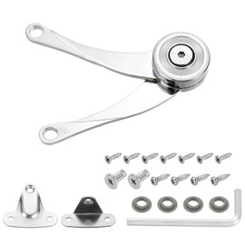 sourcing map 4 Pcs Lid Support Hinge, Zinc Alloy Folding Lid Stay Hinge Soft Close Lid Hinge Lid Stay Hinges for Cabinet Closet Wardrobe Box, Silver