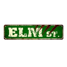 Elm Street Metal Sign Vintage Horror Movie Metal Sign Suitable for Horror Movie-Themed Decorations, Home Theater, Bedrooms Bathroom Kitchen House and Gothic Wall Decor 4 ×16 Inches