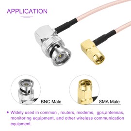 DMiotech 2 Pcs 20" SMA Male Right 90 Degree to BNC Male Right Angle Connector Cable,RG316 Coaxial Cable 50 Ohm Low Loss Antenna Extension Cable Adapter for Router Antenna GPS LAN Common
