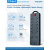 Sureance Black Power Strip Surge Protector, 1875W/15A, 2100J, 6FT Flat