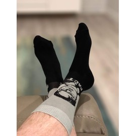 Balanced Co. Dwight Schrute Dress Socks Rainn Wilson Funny Socks Crazy Socks Casual Cotton Crew Socks (Fact Black/Gray)