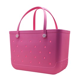 Beach Totebag X-Large Waterproof Sandproof Rubber Beach Tote Bag with Zipper Pocket for Travel,Sport,Pool,Supermarket and Sea(Rose Red)