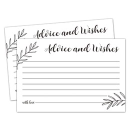 Advice and Wishes Cards, 50 Cards, for Wedding, New Mr and Mrs, Baby Shower, Retirement, Graduation, Anniversary (4inch x 6inch), White