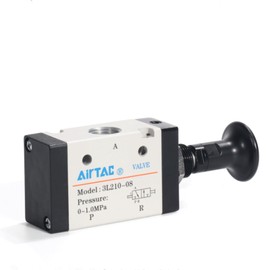 Push-Pull Valve AirTAC 3L210-08 1/4" NPT 3/2 Way Hand Lever 2 Position 3 Way Pneumatic Air Manual Control Direct Acting Type 0-145 PSI