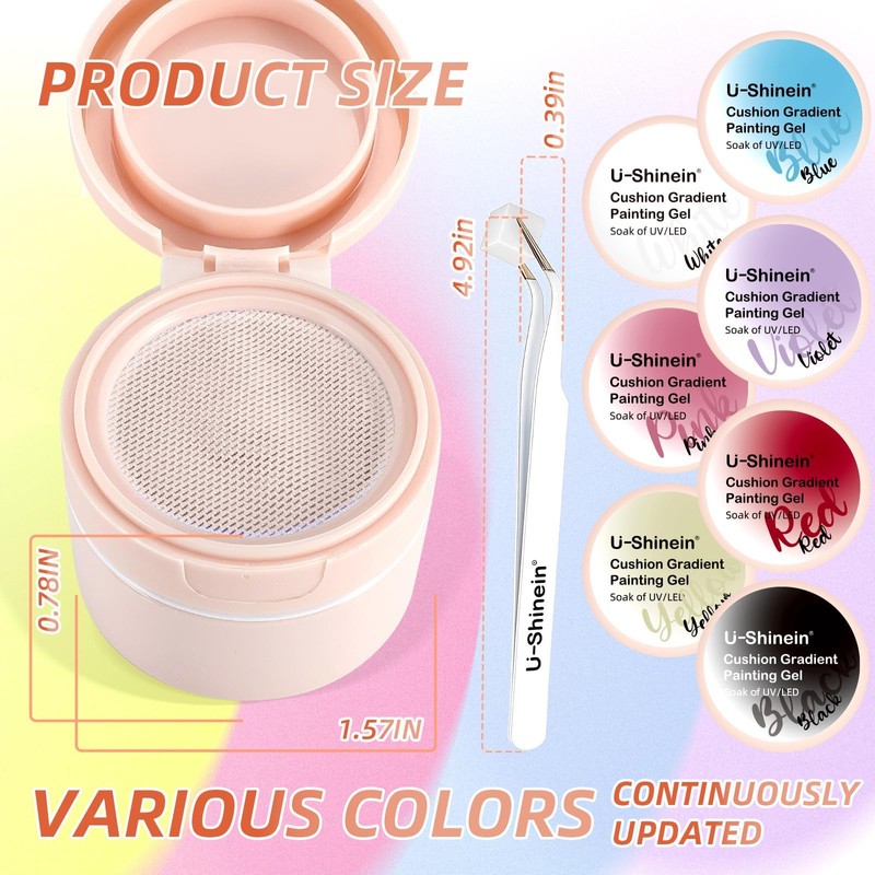 U-Shinein Cushion Gradient Painting Gel, Ombre Nails Aura Nails Full