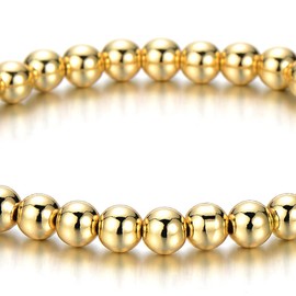 COOLSTEELANDBEYOND Gold Color Beads Bracelet for Women Men(CA)