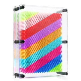 Cragmut 3D Pin Art Toy, Large Size 6" x 8" Rainbow 3D Pin Art Board Fun Desk Sculpture for Kids and Adults Unique Home Office Decoration