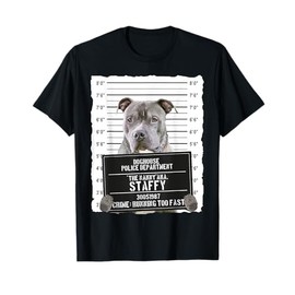 Staffordshire Bull Terrier with collar in dog prison Men Women T-Shirt