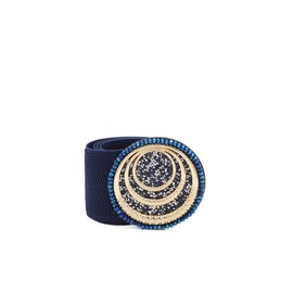 QUEEN HELENA CI014 Women's Elastic Belt with Rhinestones, ci014-1 blue