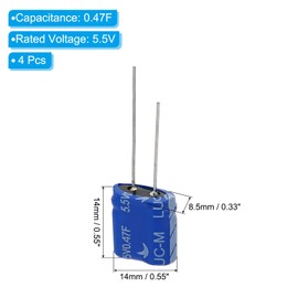 PATIKIL 4 Pcs 5.5V 0.47F Super Capacitor,0.55 x 0.33 x 0.55" Aluminum Super Capacitors, Winding Type Energy Storage for on Board Backup Energy Storage