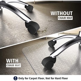 Azadx Chair Mat for Carpet 60"x 48" Large Office Chair Mat for Carpeted Floors, Carpet Protector Floor Mats on Low Pile Carpets Easy Glide Rolling Plastic Desk Computer Chairs Mats for Home