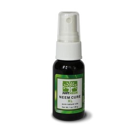 JustNeem Neem Cure Oil XL - Natural Neem Oil Blend- Best on Acne, Psoriasis, Eczema, Rosacea, Cold Sores, Toe Nails, Bug and Spider Bites and Other Skin Irritations. With Spray Head. 1 oz