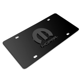 iPick Image Made for Mopar Logo 3D Dark Gray Logo on Black Stainless Steel License Plate