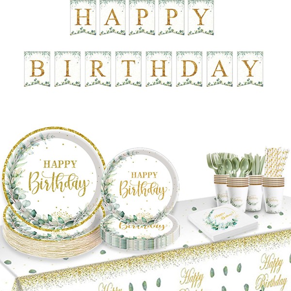 LOSYHU Sage Green Plates and Napkins Party Supplies, Sage Green