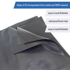 A.A Pond Liner 20 x 20 ft, Reinforced UV Resistant Black HDPE, 25 Mil Equivalent for Outdoor Ponds, Koi Fish Ponds, Garden Fountains, Stream Waterfalls