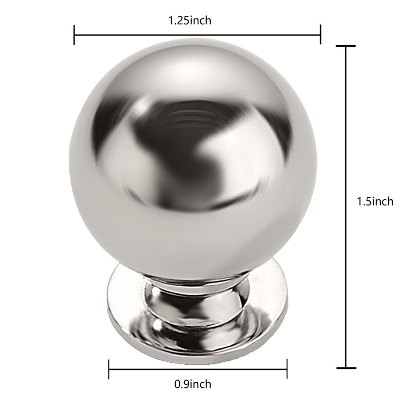 khtmeware 2 Pack 1-1/4 Inch Soild Polished Nickel Cabinet Knobs