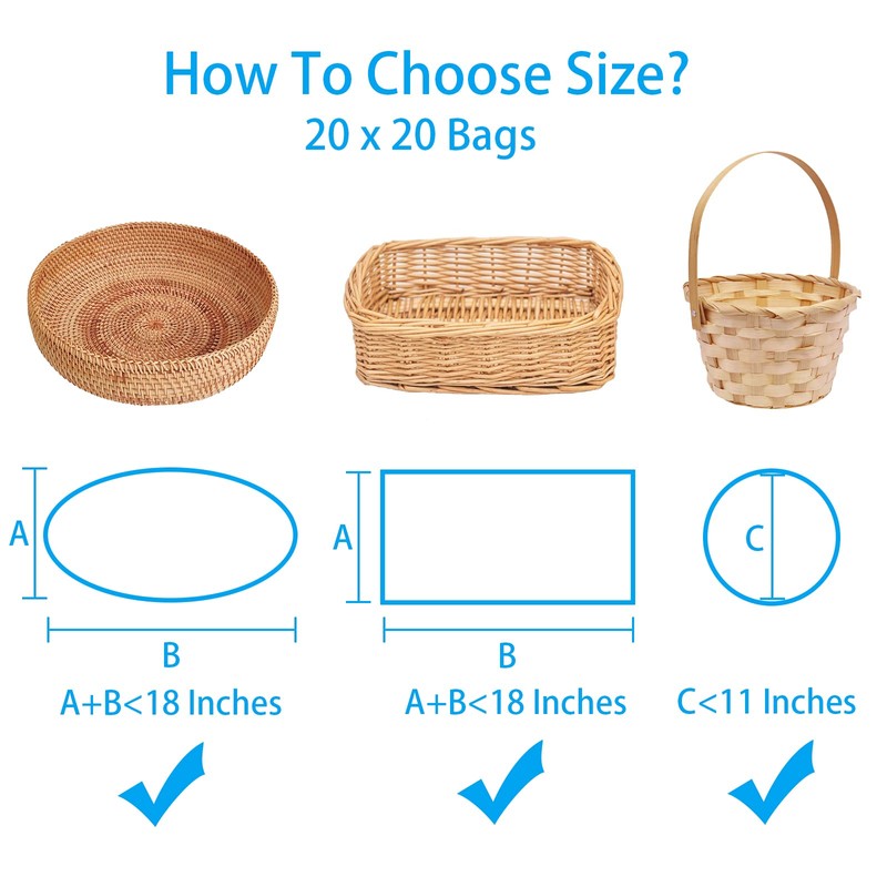 Awpeye Clear Basket Bags 20Pack Large Cellophane Gift Bags for