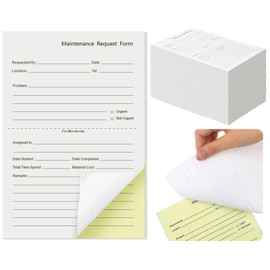 Clabby 200 Sets Maintenance Request Forms 4.7 x 7.1 Inch Maintenance Request Book Slips 2 Part Carbonless Paper Work Order Forms for Office Hospitals Management, 50 Sets Each Pad