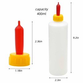 Goat Nursing Bottles Set, 2 Pieces 400 ml Lamb Feeding Bottle Kit 10 Pieces Small Animal Liquid Milk Drink Parts for Feeding Accessories Cow Sheep Puppy Pig Goat Supplies
