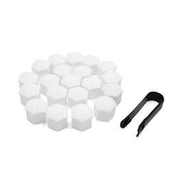 sourcing map 20 x 21 mm Universal Wheel Bolt Caps Wheel Bolts Wheel Nut Caps Plastic Cover Cap for Car White